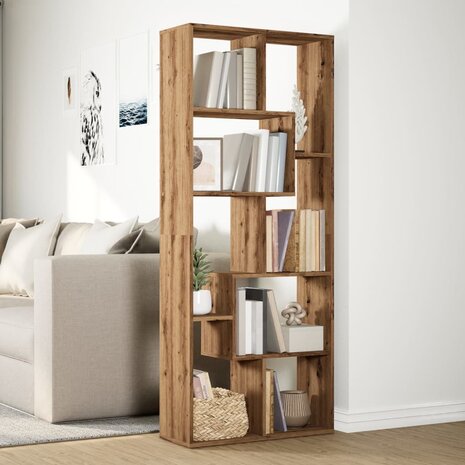 Kamerscherm / boekenkast 67x25x161,5 cm hout artisanaal eiken 4