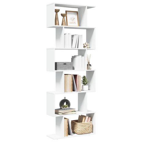 Kamerscherm / boekenkast 6-laags 70x24x193 cm bewerkt hout wit 1