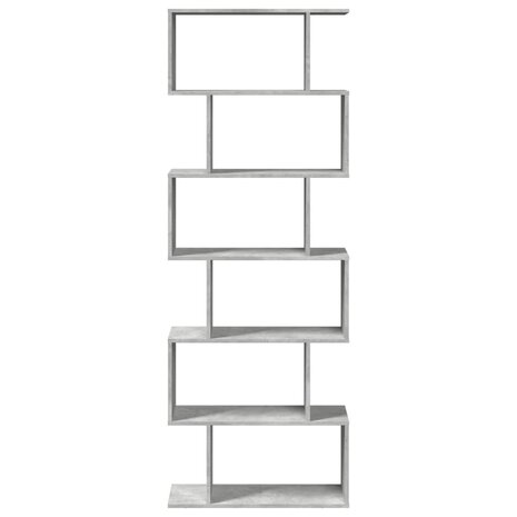 Kamerscherm / boekenkast 6-laags 70x24x193 cm hout betongrijs 5