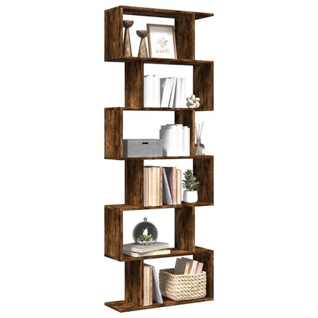 Kamerscherm / boekenkast 6-laags 70x24x193 cm hout gerookt eik 1