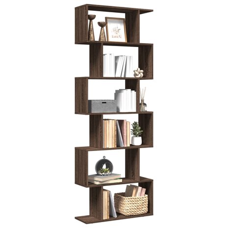 Kamerscherm / boekenkast 6-laags 70x24x193 cm hout bruin eiken 1