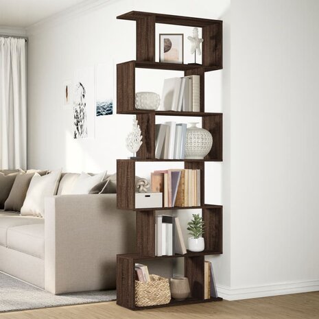 Kamerscherm / boekenkast 6-laags 70x24x193 cm hout bruin eiken 4