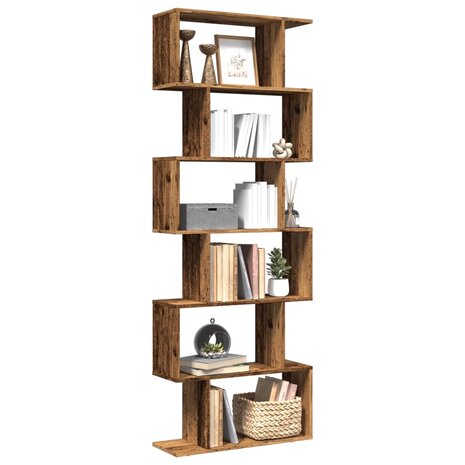 Kamerscherm / boekenkast 6-laags 70x24x193 cm hout oud hout 1