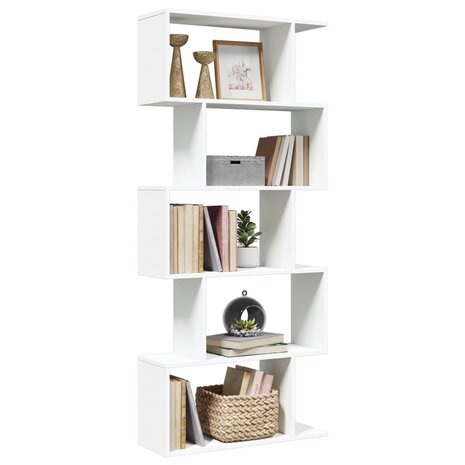 Kamerscherm / boekenkast 5-laags 70x24x161 cm bewerkt hout wit 1