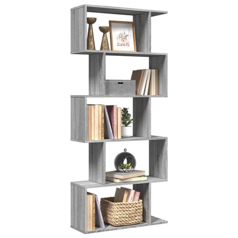 Kamerscherm / boekenkast 5-laags 70x24x161 cm hout grijs sonoma 1