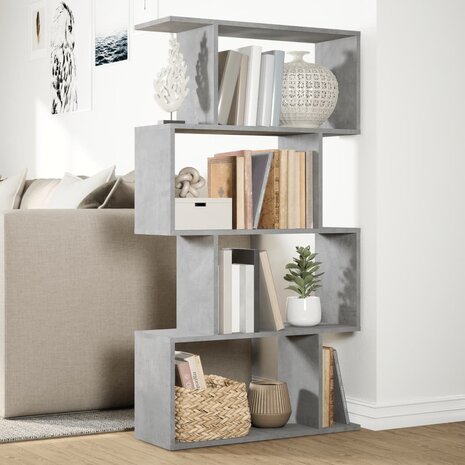 Kamerscherm / boekenkast 4-laags 70x24x129 cm hout betongrijs 4