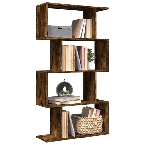 Kamerscherm / boekenkast 4-laags 70x24x129 cm hout gerookt eik 1