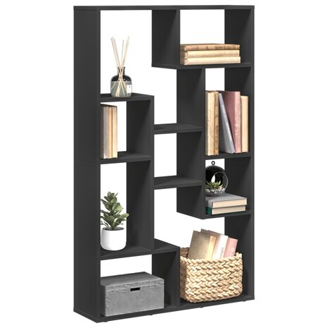 Boekenkast 72x20x120 cm bewerkt hout zwart 1