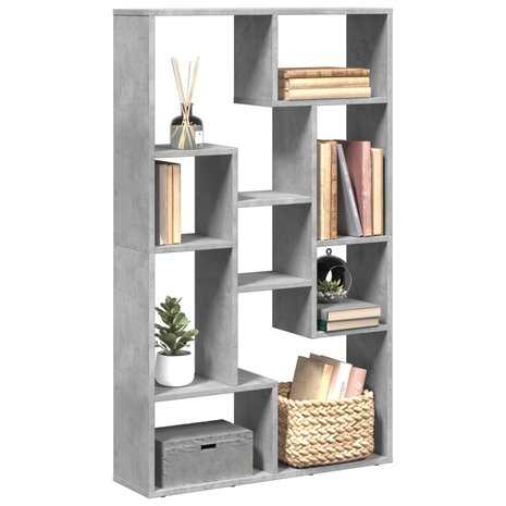 Boekenkast 72x20x120 cm bewerkt hout betongrijs 1