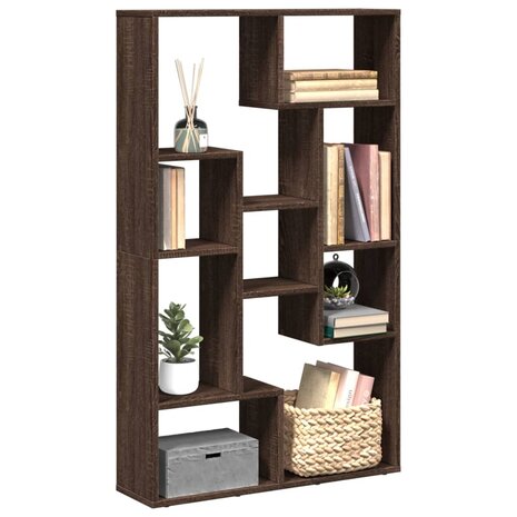 Boekenkast 72x20x120 cm bewerkt hout bruin eikenkleurig 1