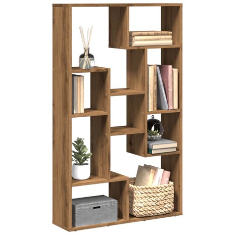 Boekenkast 72x20x120 cm bewerkt hout artisanaal eikenkleurig 1