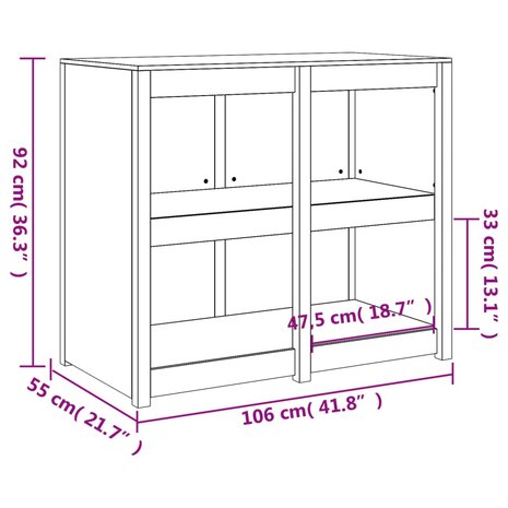 Keukenkast voor buiten 106x55x92 cm massief grenenhout wit 9