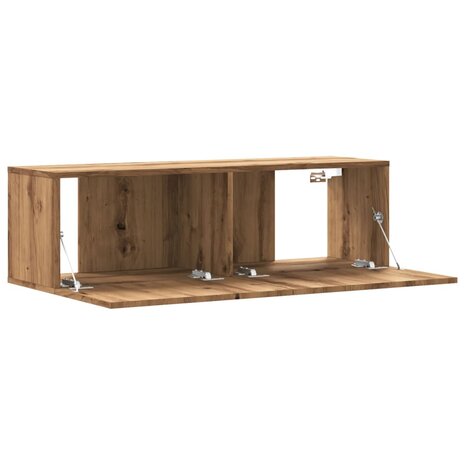 Tv-wandmeubel 100x30x30 cm bewerkt hout artisanaal eikenkleurig 7