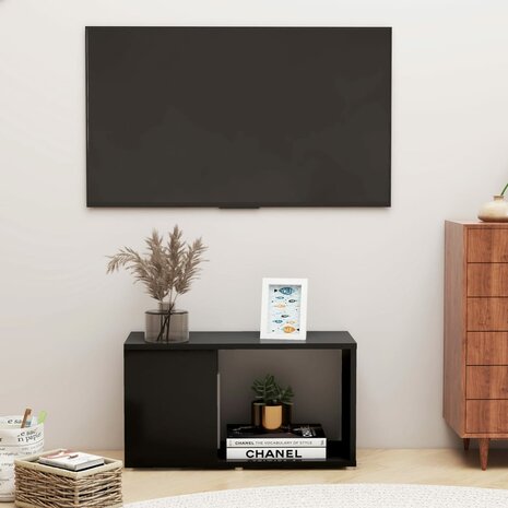 Tv-meubel 60x24x32 cm bewerkt hout zwart 1