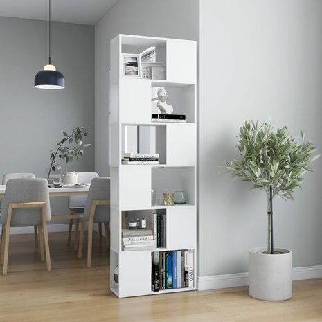 Boekenkast/kamerscherm 60x24x186 cm wit 1