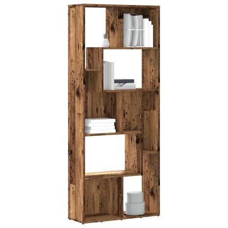 Boekenkast 67x24x161 cm bewerkt hout oud houtkleurig 1