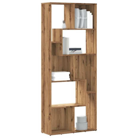 Boekenkast 67x24x161 cm bewerkt hout artisanaal eikenkleurig 1