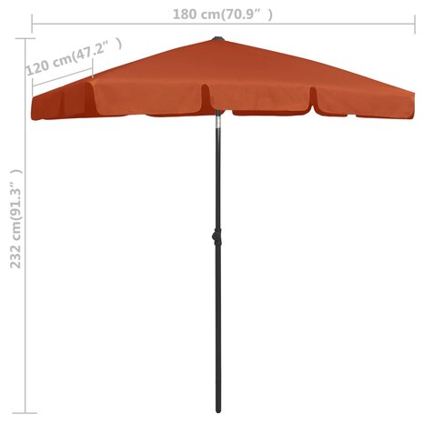 Strandparasol 180x120 cm terracottakleurig 8