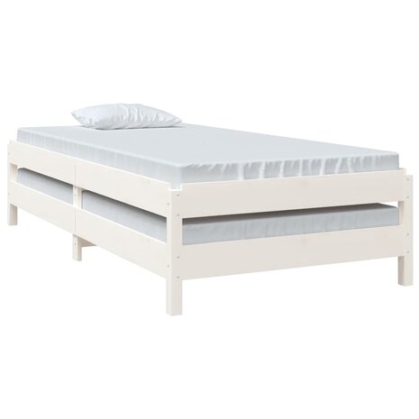 Bed stapelbaar 75x190 cm massief grenenhout wit 5