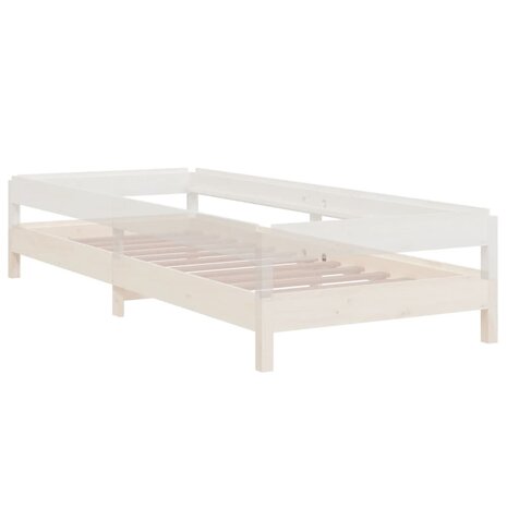 Bed stapelbaar 75x190 cm massief grenenhout wit 6