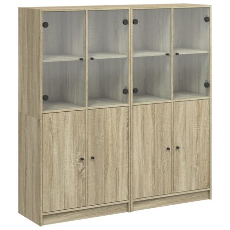 Boekenkast met deuren 136x37x142 cm hout sonoma eikenkleurig 2