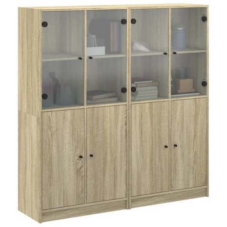 Boekenkast met deuren 136x37x142 cm hout sonoma eikenkleurig 5