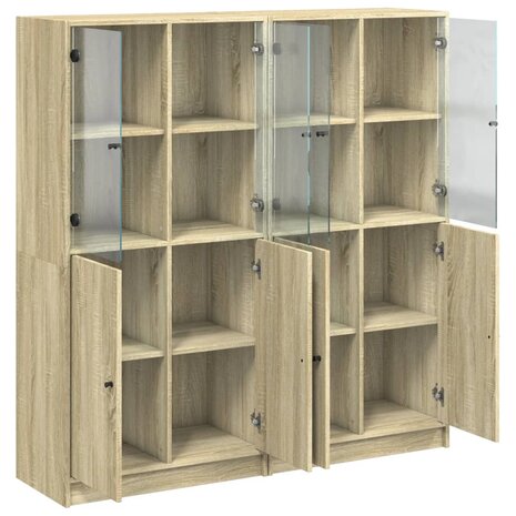 Boekenkast met deuren 136x37x142 cm hout sonoma eikenkleurig 6