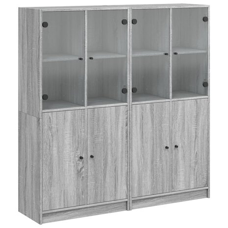 Boekenkast met deuren 136x37x142 cm hout grijs sonoma eiken 2