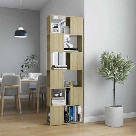 Boekenkast/kamerscherm 60x24x186 cm bewerkt hout sonoma eiken 1