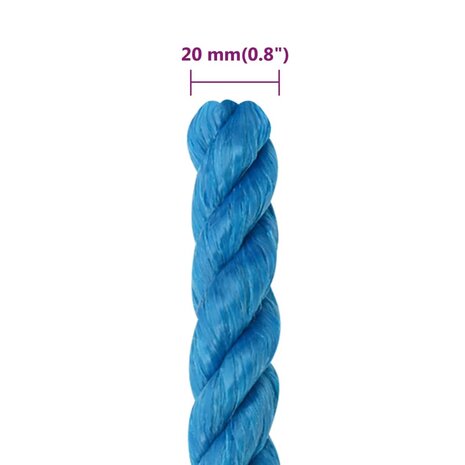 Werktouw 20 mm 50 m polypropeen blauw 6