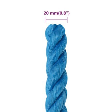 Werktouw 20 mm 100 m polypropeen blauw 6