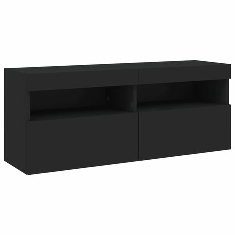 6-delige Tv-wandmeubelset met LED-verlichting zwart 8