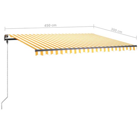 Luifel handmatig uittrekbaar met LED 450x300 cm geel en wit 12