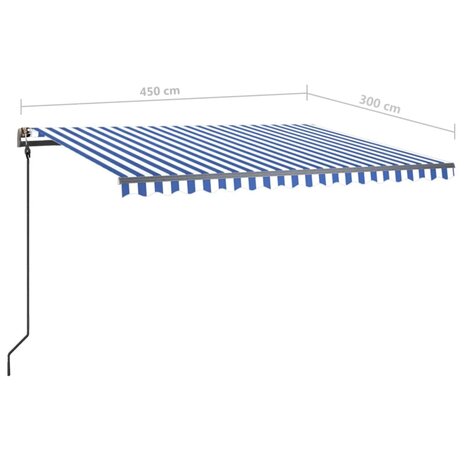 Luifel handmatig uittrekbaar met LED 4,5x3 m blauw en wit 11