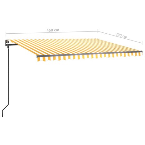 Luifel handmatig uittrekbaar met LED 4,5x3 m geel en wit 11