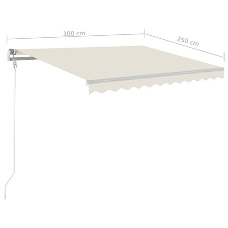 Luifel automatisch met LED en windsensor 300x250 cm crèmekleur 9