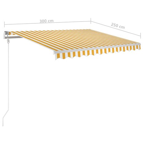 Luifel automatisch met LED en windsensor 300x250 cm geel en wit 10