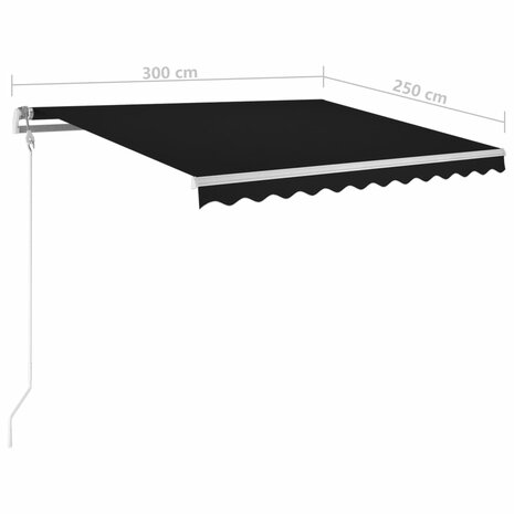 Luifel automatisch met LED en windsensor 300x250 cm antraciet 10