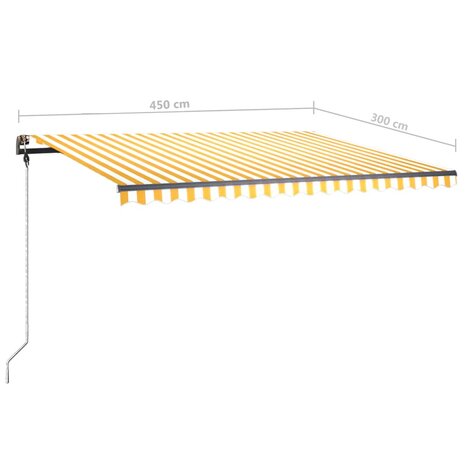 Luifel vrijstaand handmatig uittrekbaar 450x300 cm geel en wit 12