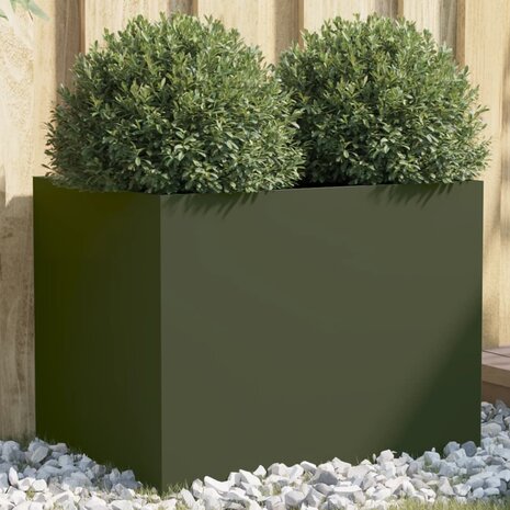 Plantenbak 62x47x46 cm staal olijfgroen 1