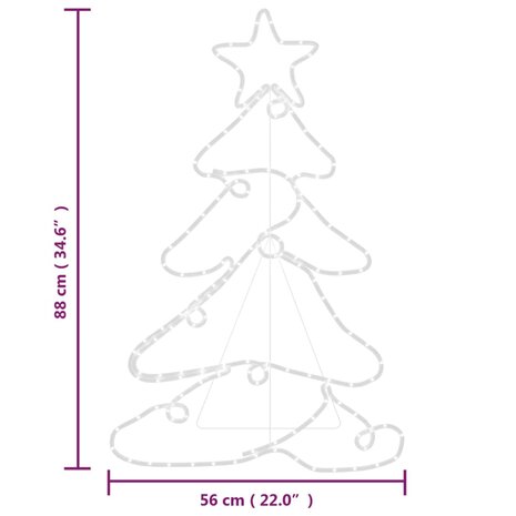 Kerstfiguur boom met 144 LED&apos;s 88x56 cm 6