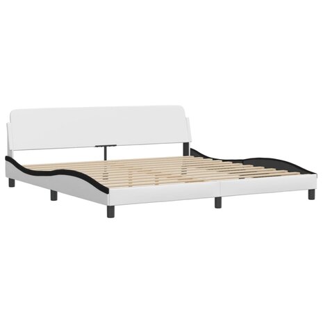 Bed met matras kunstleer wit en zwart 200x200 cm 4