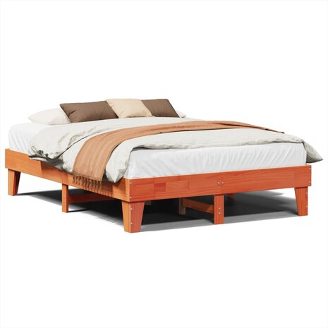 Bed met matras massief grenenhout wasbruin 140x190 cm 2