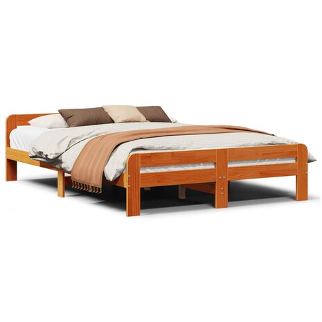 Bed met matras massief grenenhout wasbruin 140x190 cm 2