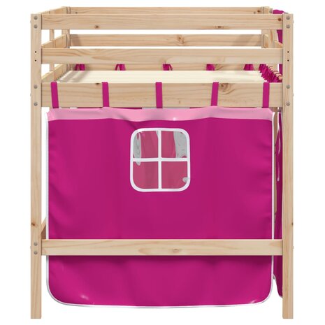 Kinderhoogslaper met gordijnen 90x190 cm grenenhout roze 5