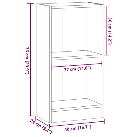 Boekenkast 40x24x76 cm bewerkt hout gerookt eikenkleurig 9