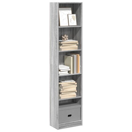 Boekenkast 40x24x176 cm bewerkt hout grijs sonoma eikenkleurig 1