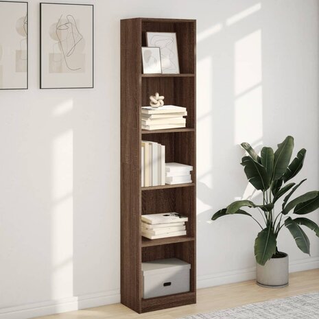 Boekenkast 40x24x176 cm bewerkt hout bruin eikenkleurig 3