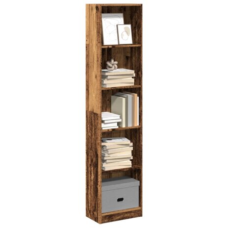 Boekenkast 40x24x176 cm bewerkt hout oud houtkleurig 1