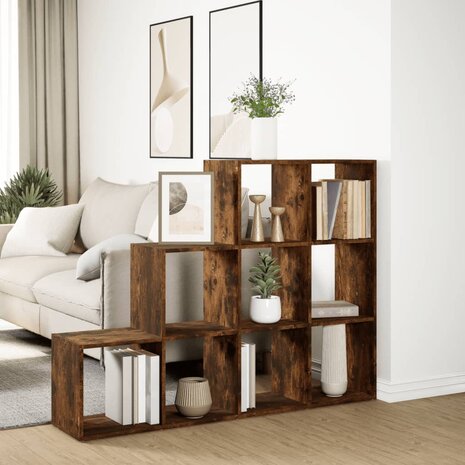 Kamerscherm / boekenkast 137,5x29x103,5 cm hout gerookt eiken 4